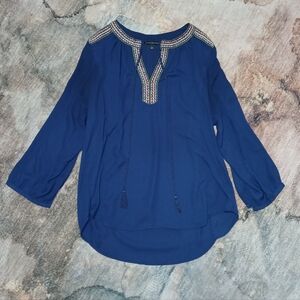 Signature Studio Royal Blue Embroidered Blouse
